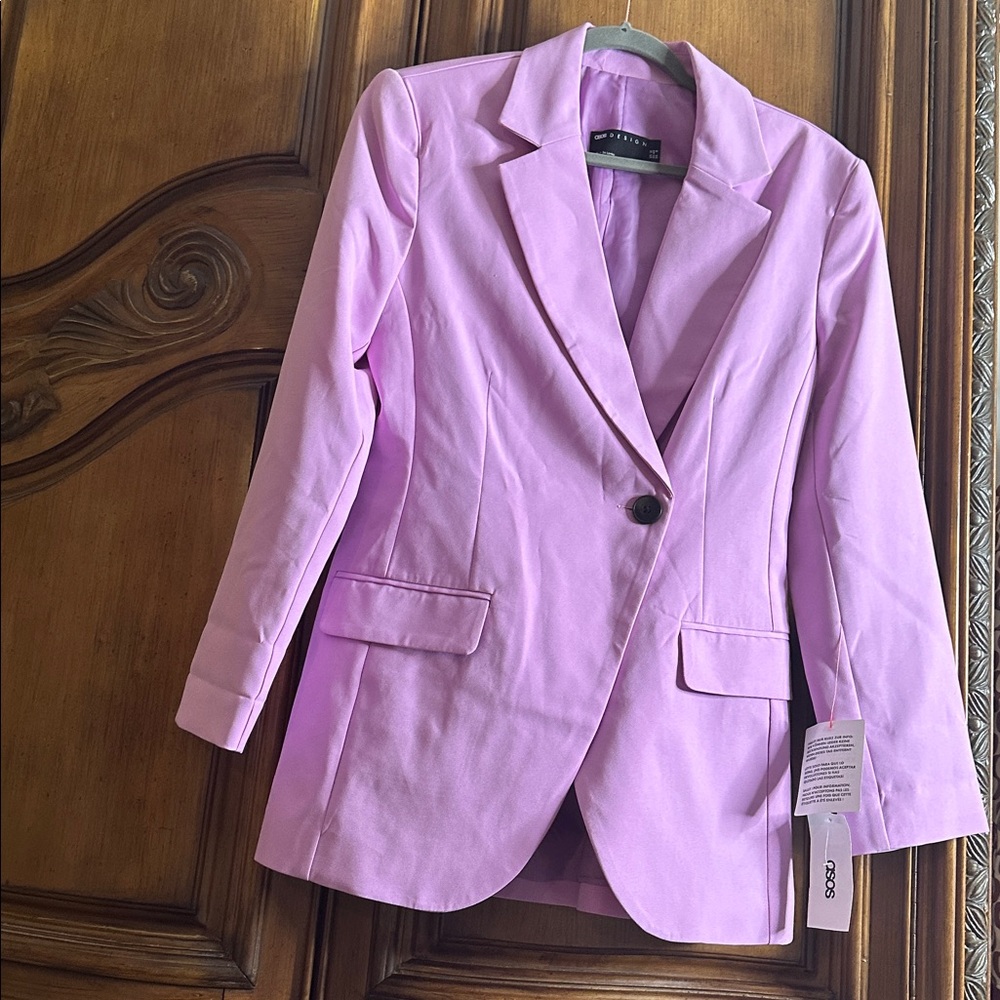 NEW Nordstrom ASOS Lavender Long Oversized Double Breasted Single Button Blazer - Picture 5 of 11